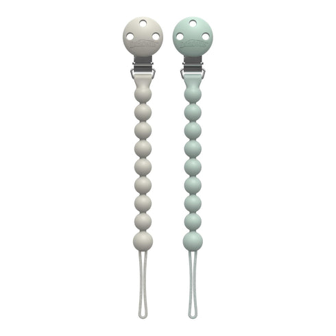 Dr. Brown's Silicone Pacifier Clips, Universal Fit Strap for Pacifiers, Green/Gray, BPA