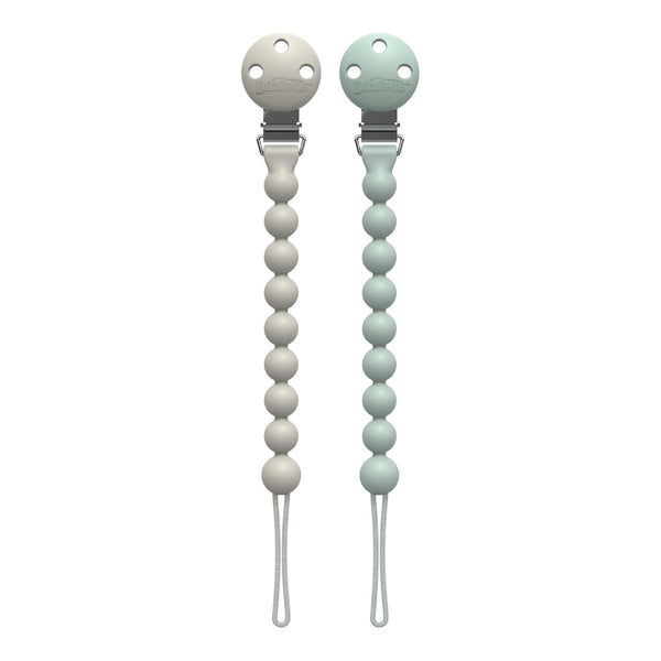 Dr. Brown's Silicone Pacifier Clips, Universal Fit Strap for Pacifiers, Green/Gray, BPA