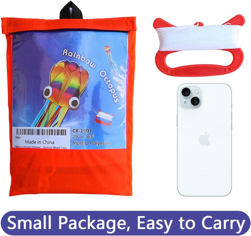 Honbo Rainbow Soft Octopus Kite for Kids and Adults, Large Kite with 200ft Flying Line for Outdoor Games