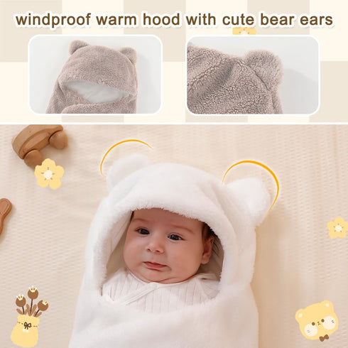 0-3 AiWMGL Baby Winter Fleece Swaddle Blanket Months Boys Girls Warm Adjustable Newborn Swaddling Wrap Soft Plush