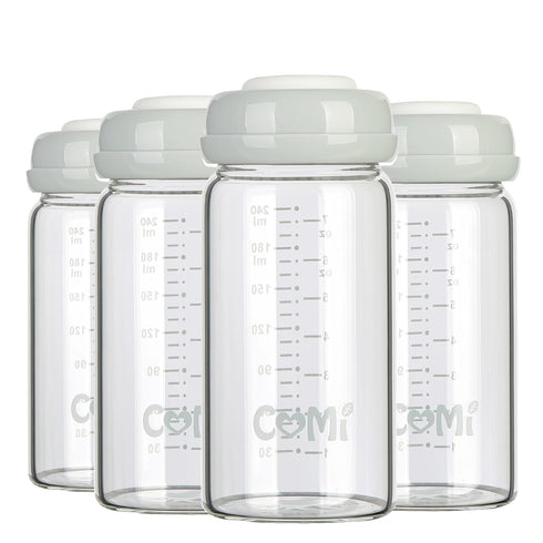 COMI Wide Neck Glass Breastmilk Collection n Storage Bottle, 8oz with Screw