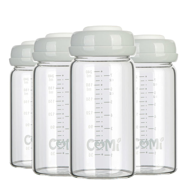 COMI Wide Neck Glass Breastmilk Collection n Storage Bottle, 8oz with Screw