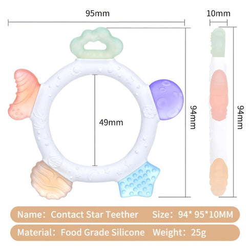 Baby Teething Ring Toys Frozen Silicone Teethers for Babies 0-12 Months, Soft Sensory Design