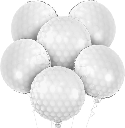 Katchon White Foil Golf Balloons, 18 Inch for Hole In One Birthday Decorations and Golf Party Supplies