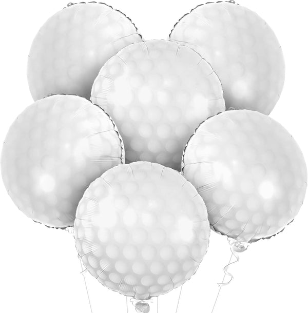 Katchon White Foil Golf Balloons, 18 Inch for Hole In One Birthday Decorations and Golf Party Supplies
