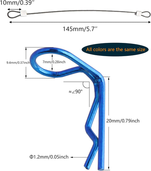 50 Pieces 90-Degree Angle Body Clips, Bent Springy Pins & RC Car Clip Pin Steel Wires for 1/8 1/10 1/12 Scale RC Cars