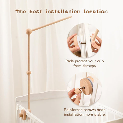 30 inches-Baby 360 let's make Updated Wooden Mobile Arm for Crib Mobile Hanger for Crib Nursery Mobile Holder Rotatable