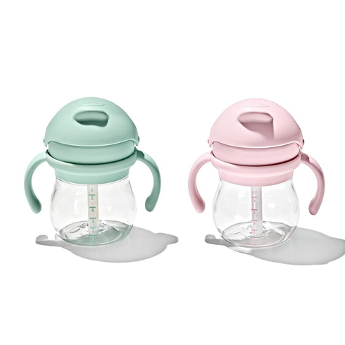 6 oz. 2 Pack OXO Tot Transitions Straw Cup with Handles - Opal and Blossom