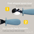 Ali+Oli Spoon & Fork Learning Set for Toddlers (Powder Blue) 6m+ Grab Easy BPA Free Food-Grade Silicone Handle, Kids Silverware Self Feeding Baby Utensil, Multi-stage Baby Feeding Set Ergonomic Design by Ali+Oli