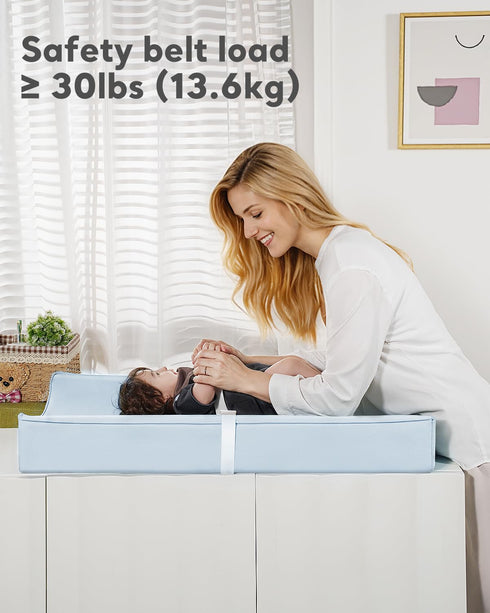Navari Vegan Leather Waterproof Baby Changing Pad - Wipeable, Extra Thick & Portable & Non-Slip Diaper Mat for Dresser