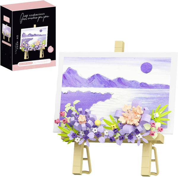 WULOBOOI Mini Flowers Picture Frame Building Set, Desk Decor Block Easel for Message