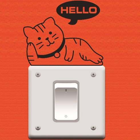 Cute Black Sleeping Cats Cartoon Wall Sticker, 4 Pcs Removable Switch Sticker, Light Switch Decor
