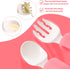 Baby Self Feeding Training Spoon and Fork Set with Travel Case, BPA-Free Toddler Utensils, Silicone/ABS (Pink)
