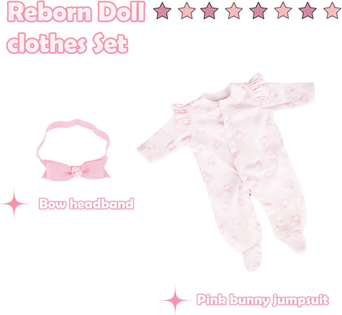 16-18 inch 2pcs Set CARANOVO Realistic Reborn Baby Doll Clothes Pink Outfits Clothing Accessories Suitable for Reborn