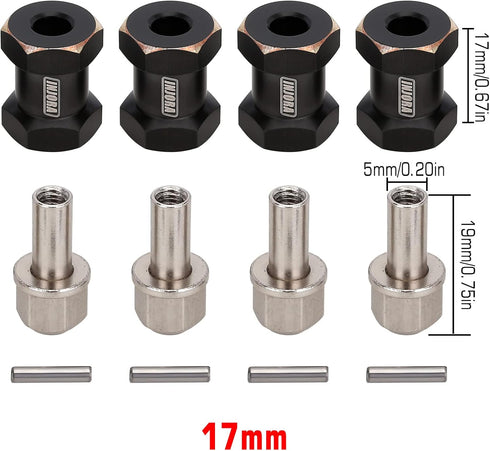 INJORA RC Hex Hub Extension, 12mm Brass Wheels Hex Drive Adapter for 1/10 RC Crawler Axial SCX10 90046 D90 (17mm)