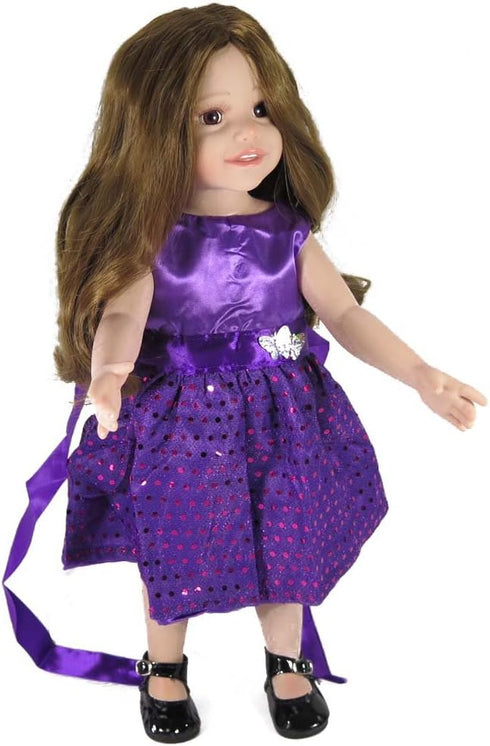 TianBo 18 Inch 18 inch ZK07 Doll Clothes Doll Accessories - Beautiful Purple Dress with Dots Outfit Fits Gril Dolls