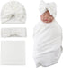 OMUKY Newborn Receiving Blanket Bow Headband and Beanie Set Baby Swaddle Receiving