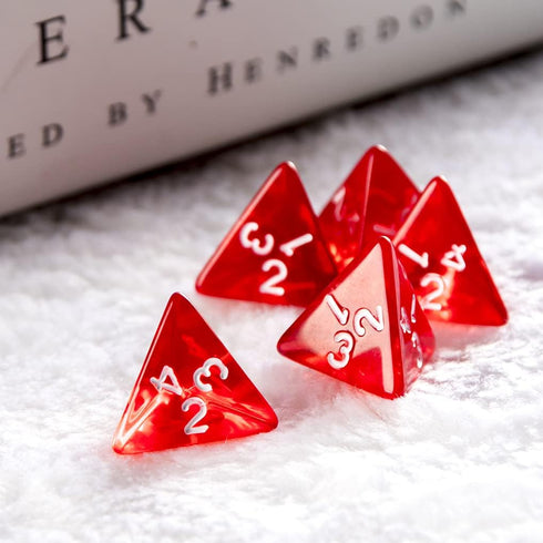 5PCS Polyhedral Dice 20mm D4 for Dungeons and Dragons DND RPG MTG Table Games Red with Black Bag