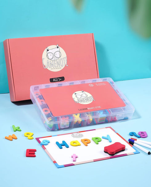 238 Gamenote Classroom Magnetic Alphabet Letters Kit Pcs with Double - Side Magnet Board - Foam Alphabet Letters