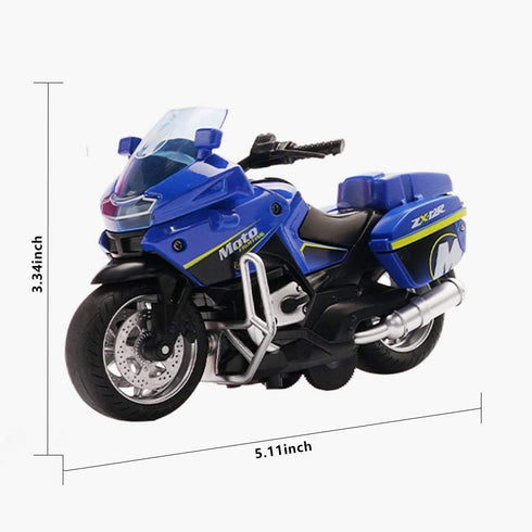 Toy Motorcycle Model - Pull Back Vehicles with Sounds and Lights for Kids 3-9, Collectible Scaled Cars