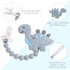 Baby Teething Toys for 3-12 Months, Dinosaur Teether Pain Relief Toy with Pacifier Clip Holder Set, Freezer Safe (Grey)