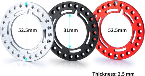 RCLIONS 4pcs Aluminum 1.9inch RC Beadlock Wheel Rim Replacement Ring for 1/10 RC Crawler Car Wheels/Rims, Black