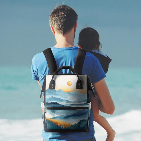 Hsnar Backpack Nature Scenery Mountain Waterproof Diaper Bag Large Capacity Baby Bag with Stroller Straps, Multi-Pocket
