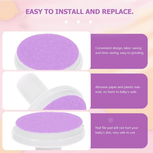 Set 12pcs Trimmer FRCOLOR Baby Nail File Pads Nail Grinding Heads Electric Nail Heads Infant Nail Care Tools