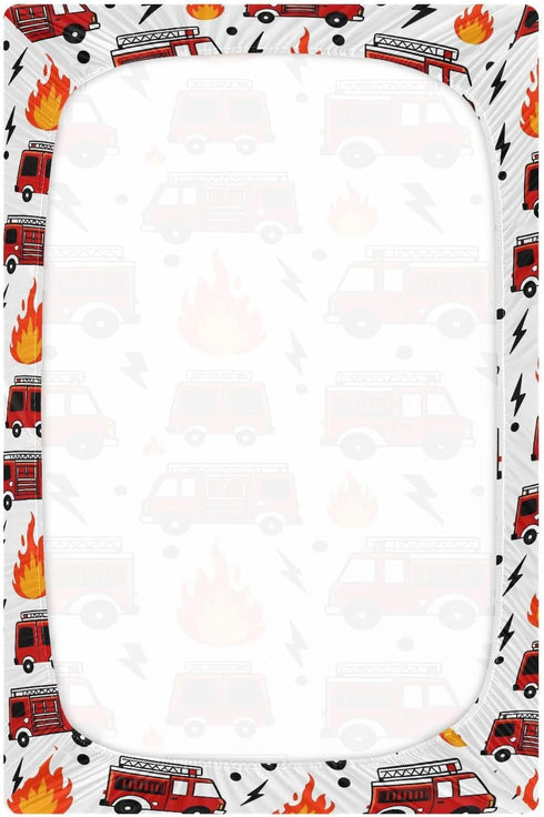 Caikeny 27 39 Fitted Crib Sheet for Boys Girls Fire Truck Baby Crib Sheets Lighting Bassinet Sheets Crib Mattress Bed