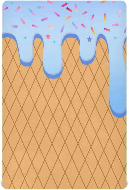 Pigsaly Crib Sheets Light Blue Gradient Ice Cream Drip Baby Sheet for Standard