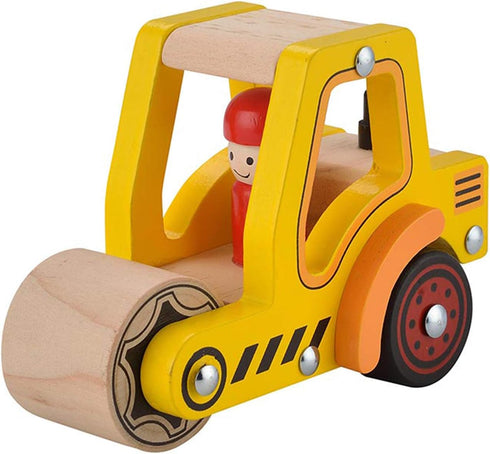 Wooden Push Car Toys for Infants 12-18 Months, 2 Pcs Baby Vehicle Toys (Cement Truck + Road Roller) for 1-2 Year Olds