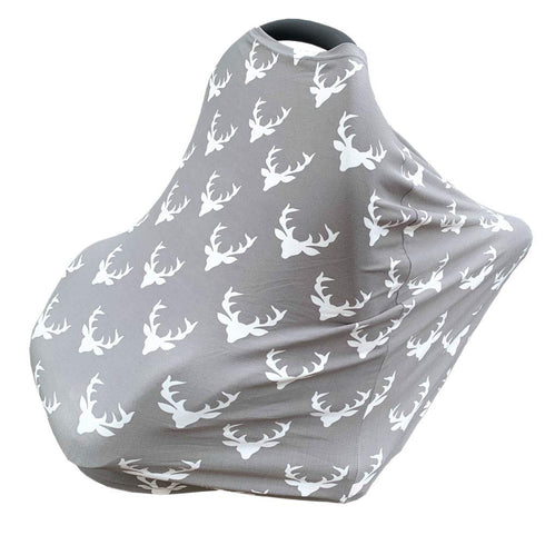 Baby Car Seat Cover with Deer Printing, Nursing Cover, Extra Soft and Extra Stretchy