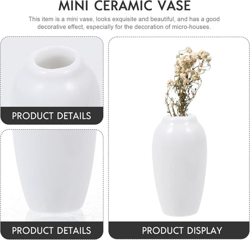 SEWACC 2Pcs Miniature Ceramic Vase, Dollhouse Mini Vase Model Furniture for Fairy Garden Decoration