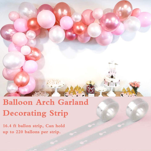 Tinabless Balloon Decorating Strip Kit for Garland, 32Ft Balloon Tape Strip, 1 Tying Tool, 100 Dot Glue & 15 Balloons