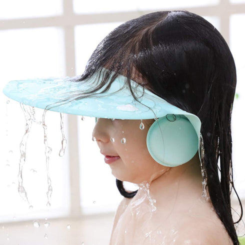 Shower Cap for Kids, Baby Shampoo Rinser Shield Hat, Adjustable Toddler Protection (Blue)