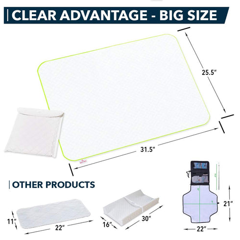 Portable Waterproof Changing Pad, Large Size 25.5”x31.5”, Foldable Wipeable Diaper Changing Mat for Boys & Girls