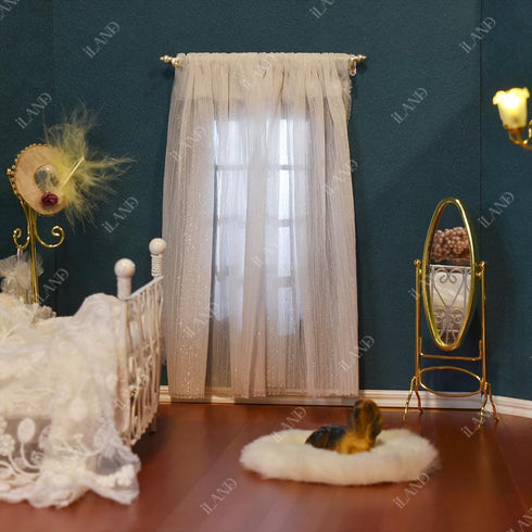 iLAND Dollhouse Accessories, 1/12 Scale Curtain Rods Decor (Luxury White)