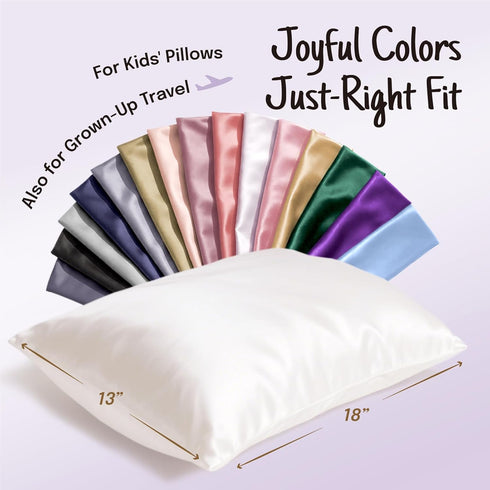 OLESILK Toddler 100% Mulberry Silk Pillowcase - Breathable Soft Smooth for Nursery Kids Night Sleeping, Ivory, 13"x18"