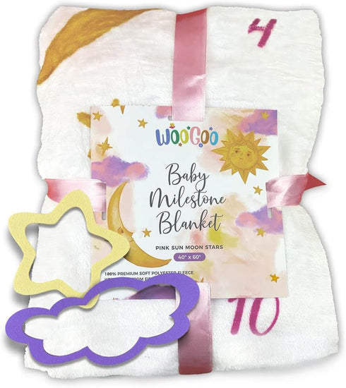 Baby Milestone Blanket for Boys and Girls 40 x 60 Inches, Soft Premium Fleece Baby Growth Chart Gift