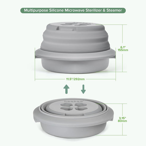 Haakaa Multipurpose Silicone Microwave Bottle Sterilizer & Steamer Reusable Collapsible Microwave Sterilizer for Baby