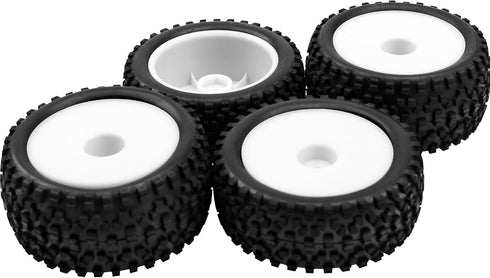 4Pack HIRCQOO OD 88mm/3.46" Front and Rear Rubber Tire & Plastic Wheel Rims - Compatible with Redcat HPI HSP ExceedRC