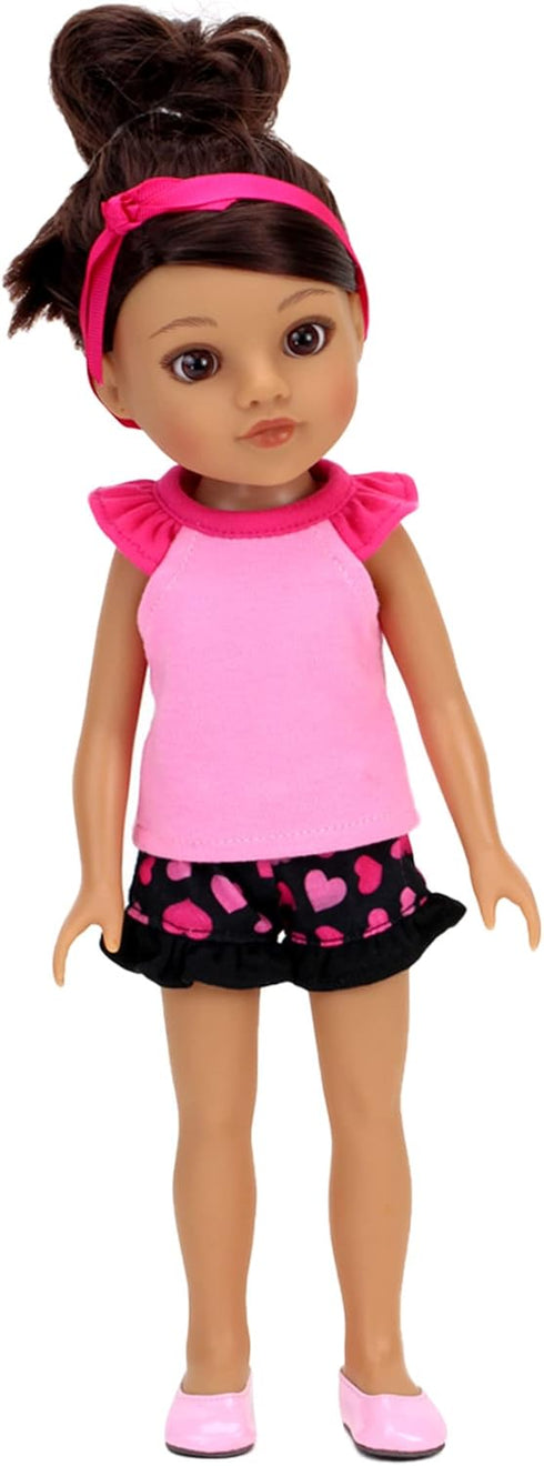 Sophia's 14.5" Doll Shoes Set - Faux Pink Leather Dress Shoes & White All-Star Canvas Sneakers