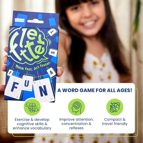 Fletter Word Game, Fun Card Game for All Ages | Fast Family Game for Kids, Teens and Adults | Test Your Vocabulary | Suitable for Ages 5,6, 7, 8 (2-4 Players)