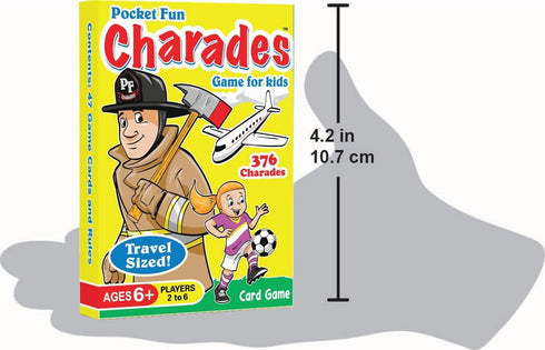Pocket Fun Charades Family Game for Kids Ages 6+, Travel Ready with 376 Acting Prompts