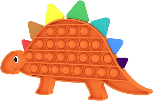 HILUDEER 3 Pack Pop Fidget Toy Its with Alphabet, Sensory Fidget Poppers ABC Learning Toys for Kids Silicone Dinosaur
