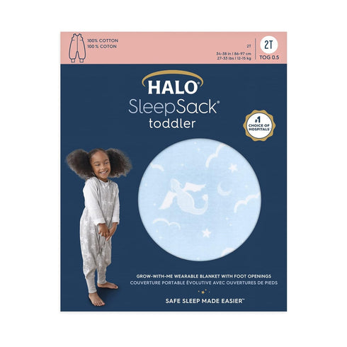 100% 0.5, 12-24M HALO Sleepsack Toddler Sleeping Bag, Cotton Wearable Blanket, TOG Dragons