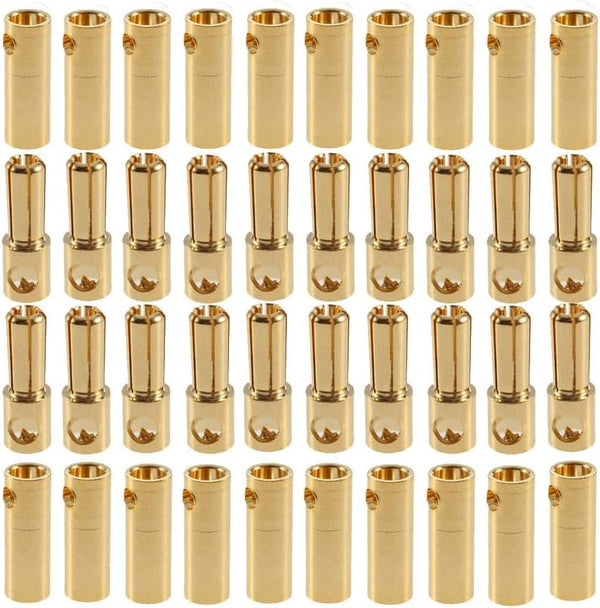 20 Pairs 5MM Gold-Plated Banana Plug Bullet Male Female Connector Adapter for RC Lipo Battery ESC Motors