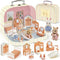 TUZT Suitcase Dollhouse Furniture Set for Kids, Mini Dollhouse Box with 2