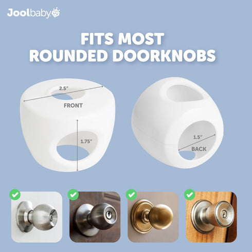Jool Baby Door Knob Child Safety Covers (4 Pack), Prevent Kids from Opening Doors, Easy to Install