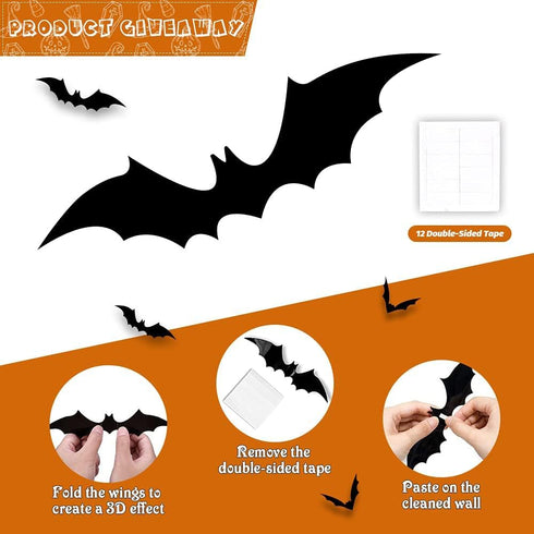 Quimoy Halloween Birthday Decorations, Have a Killer Birthday Banner with 12 Pcs Bat Wall Stickers for Party